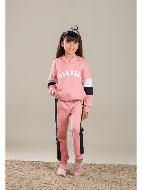 Conjunto Infantil menina Moletom Rosa Mafi Kids Rosa goiaba