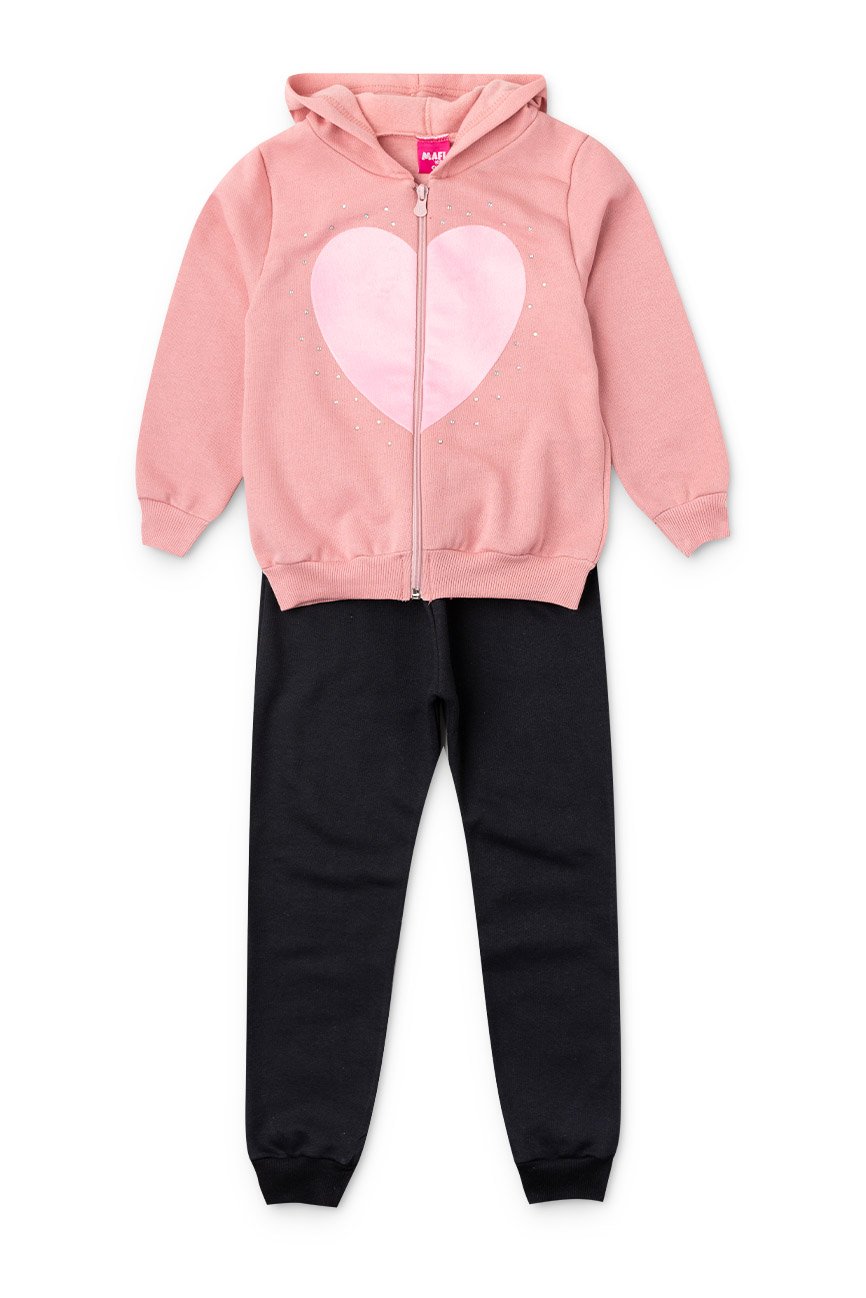 Conjunto Infantil Moletom Peluciado Rosa Mafi Kids Rosa