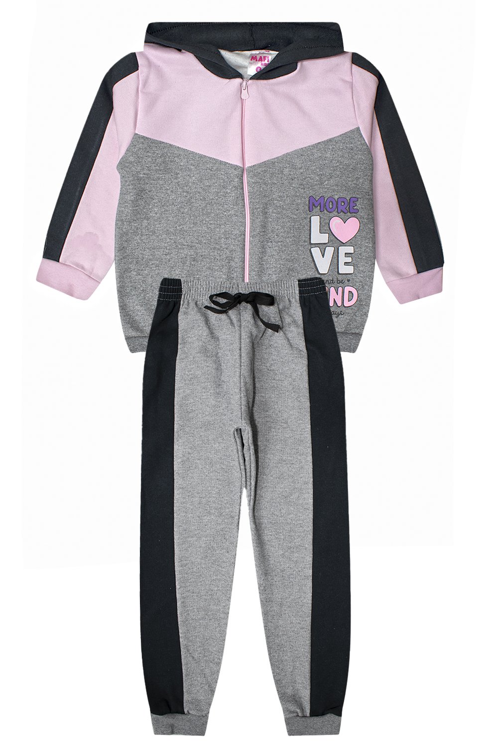 Conjunto Infantil Love Moletom Mescla- Mafi Kids Mescla